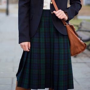 Women’s Vintage Pendleton Black Watch Tartan Plaid Pleated Wool Maxi Skirt